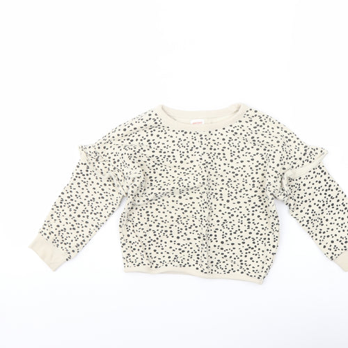John Lewis Girls Beige Geometric Cotton Pullover Sweatshirt Size 4 Years Pullover