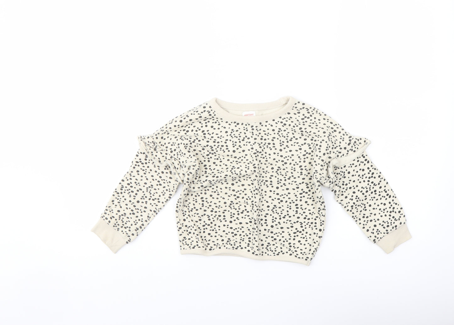 John Lewis Girls Beige Geometric Cotton Pullover Sweatshirt Size 4 Years Pullover