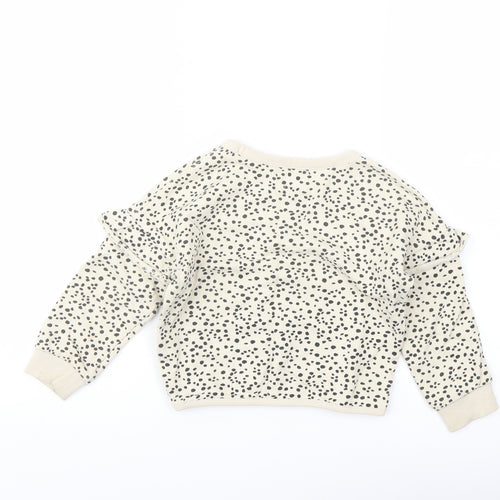 John Lewis Girls Beige Geometric Cotton Pullover Sweatshirt Size 4 Years Pullover
