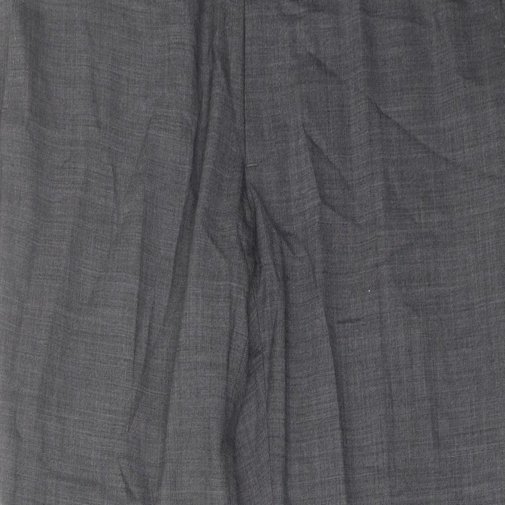 Marks and Spencer Mens Grey Wool Trousers Size 38 in L31 in Slim Hook & Eye
