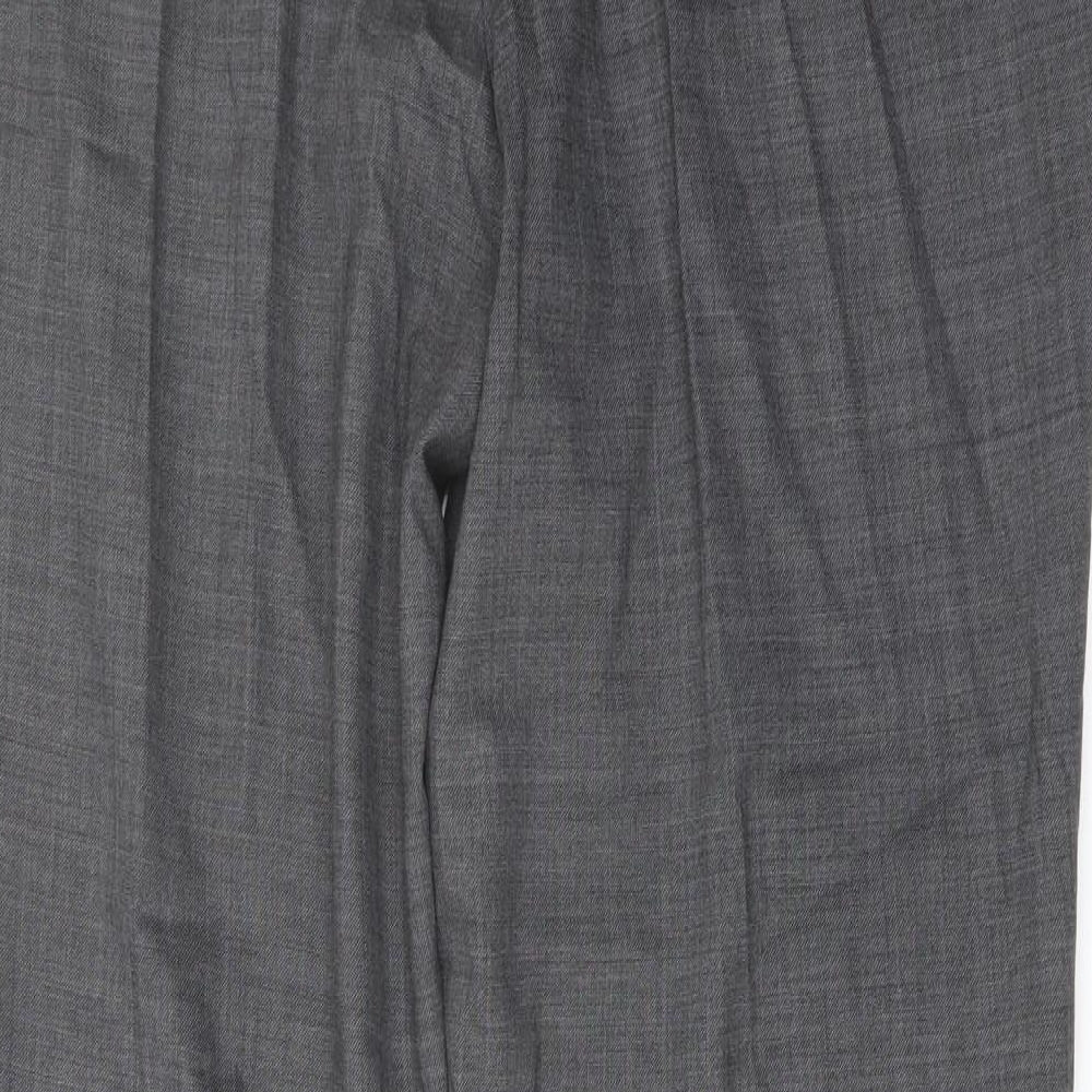 Marks and Spencer Mens Grey Wool Trousers Size 38 in L31 in Slim Hook & Eye