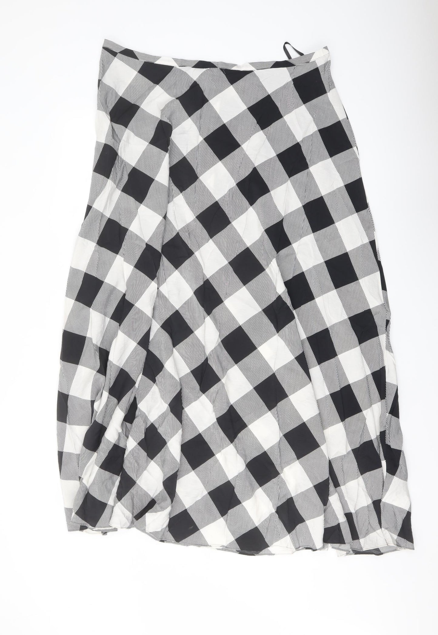 Marks and Spencer Womens Black Geometric Viscose A-Line Skirt Size 18 Zip