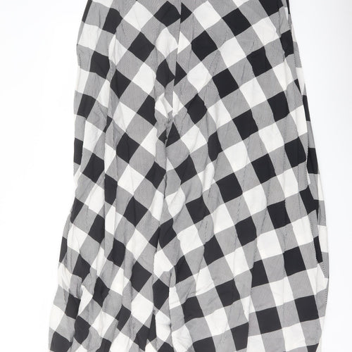 Marks and Spencer Womens Black Geometric Viscose A-Line Skirt Size 18 Zip
