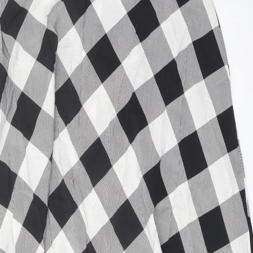 Marks and Spencer Womens Black Geometric Viscose A-Line Skirt Size 18 Zip