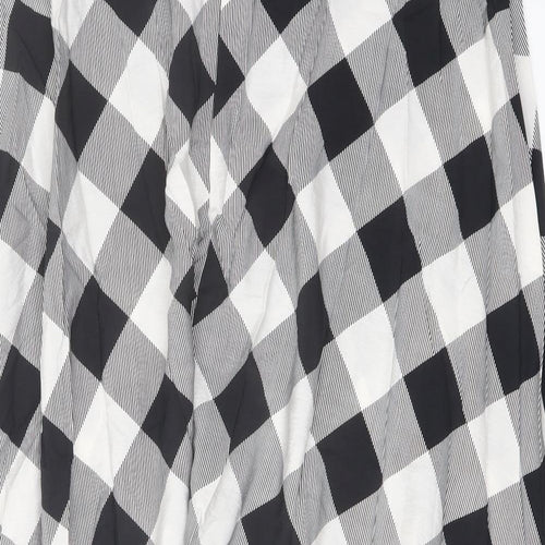 Marks and Spencer Womens Black Geometric Viscose A-Line Skirt Size 18 Zip
