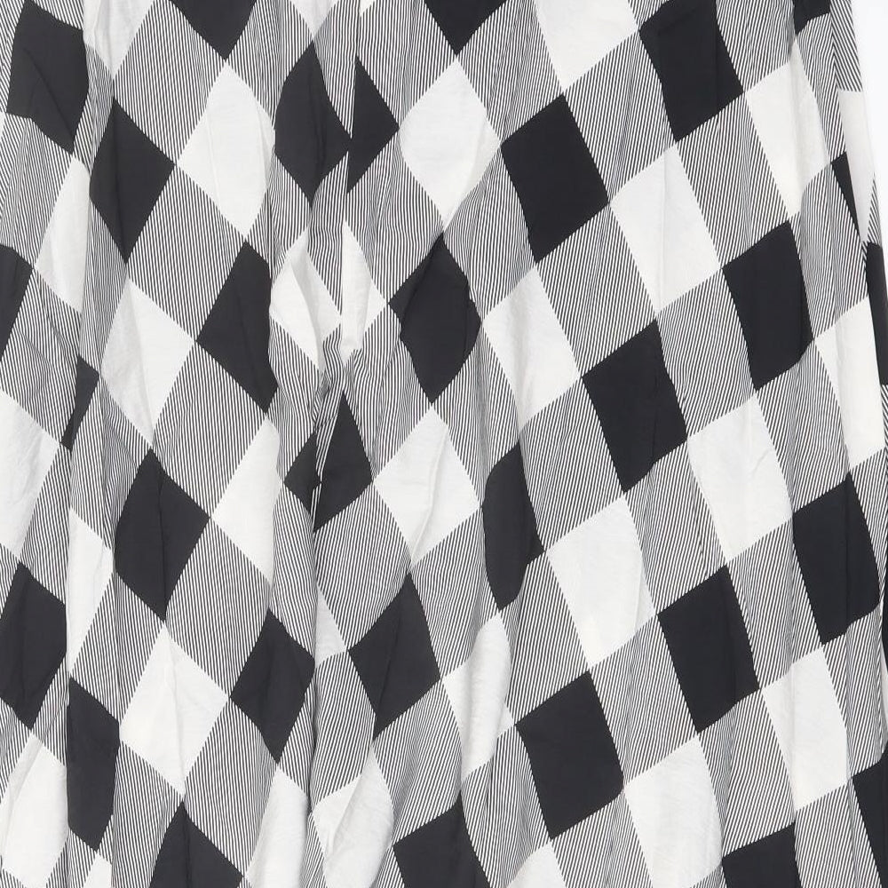 Marks and Spencer Womens Black Geometric Viscose A-Line Skirt Size 18 Zip