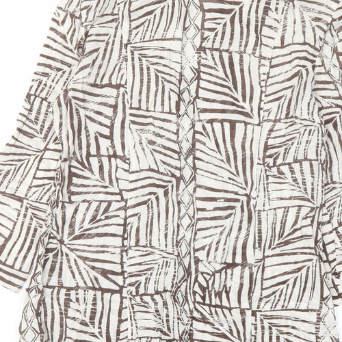 Per Una Womens Beige Geometric Cotton Basic Button-Up Size 10 Collared
