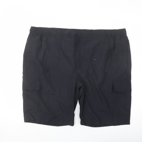 Marks and Spencer Mens Black Polyamide Cargo Shorts Size 3XL L10 in Regular Button - Swim Shorts