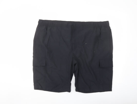 Marks and Spencer Mens Black Polyamide Cargo Shorts Size 3XL L10 in Regular Button - Swim Shorts