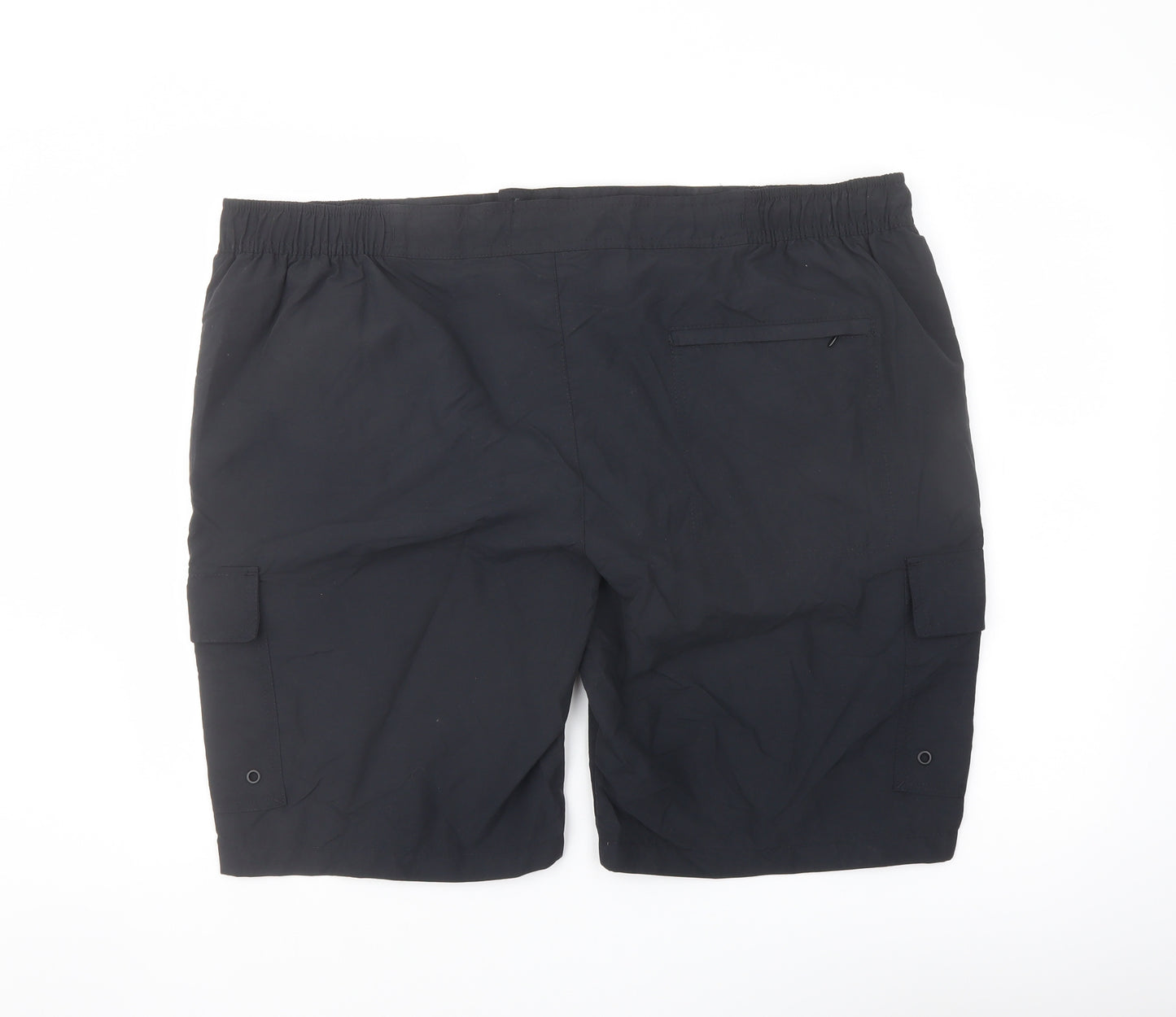 Marks and Spencer Mens Black Polyamide Cargo Shorts Size 3XL L10 in Regular Button - Swim Shorts