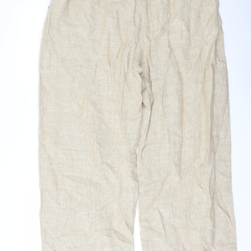 Marks and Spencer Womens Beige Linen Trousers Size 18 L30 in Regular Button