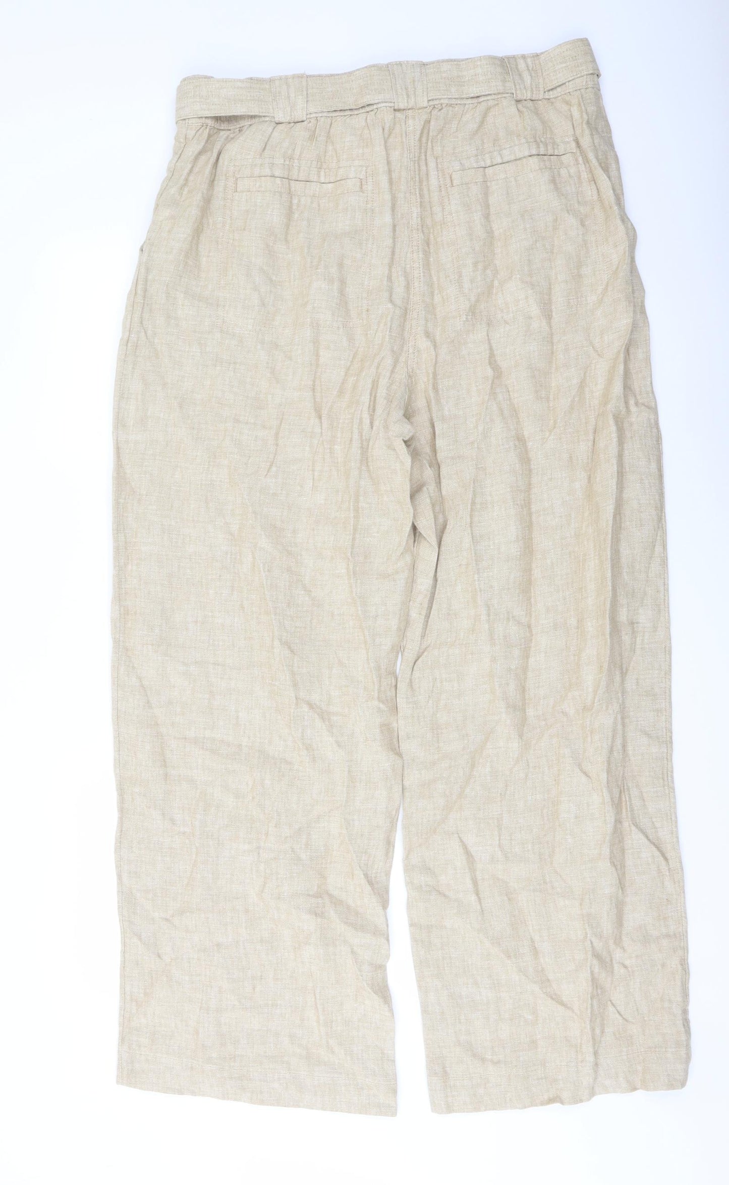 Marks and Spencer Womens Beige Linen Trousers Size 18 L30 in Regular Button