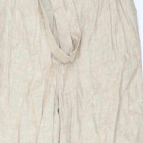 Marks and Spencer Womens Beige Linen Trousers Size 18 L30 in Regular Button