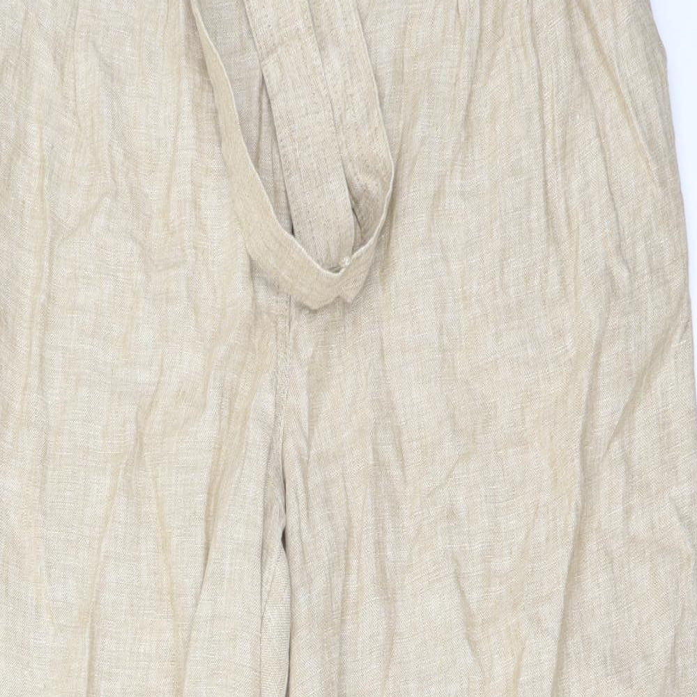 Marks and Spencer Womens Beige Linen Trousers Size 18 L30 in Regular Button