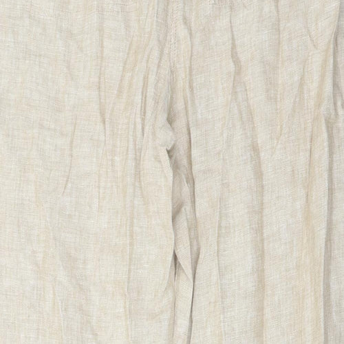 Marks and Spencer Womens Beige Linen Trousers Size 18 L30 in Regular Button