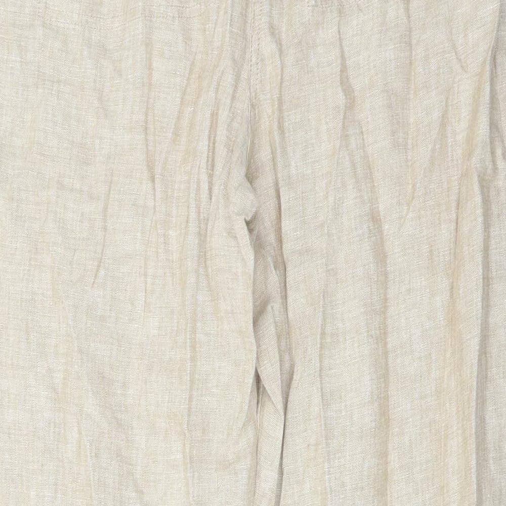 Marks and Spencer Womens Beige Linen Trousers Size 18 L30 in Regular Button