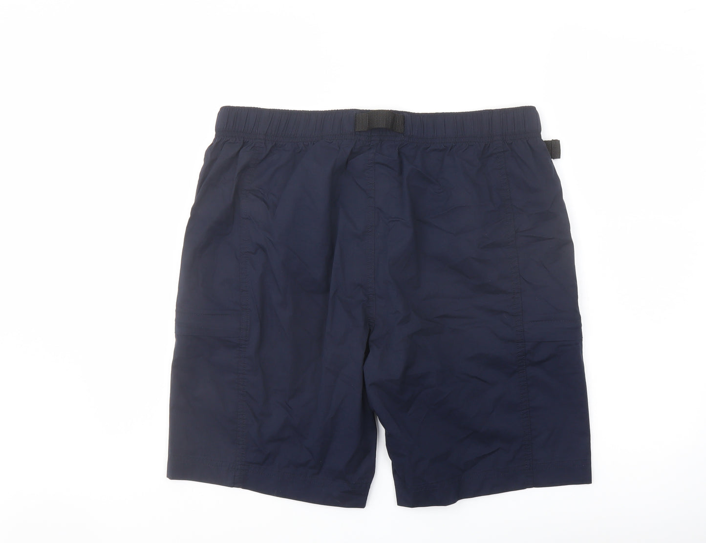 Marks and Spencer Mens Blue Cotton Cargo Shorts Size 36 in L9 in Regular Button