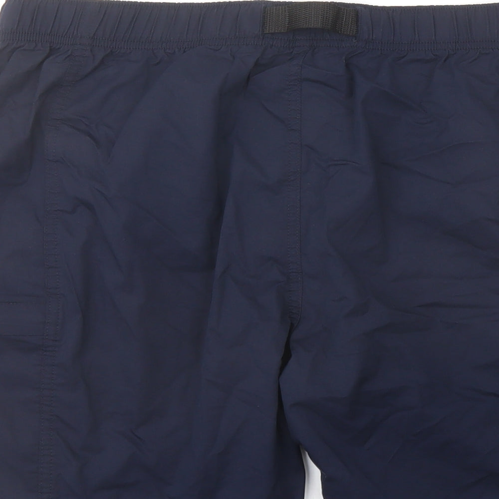Marks and Spencer Mens Blue Cotton Cargo Shorts Size 36 in L9 in Regular Button