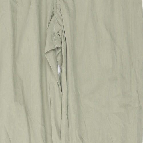 Marks and Spencer Womens Green Cotton Trousers Size 14 L29 in Regular Drawstring