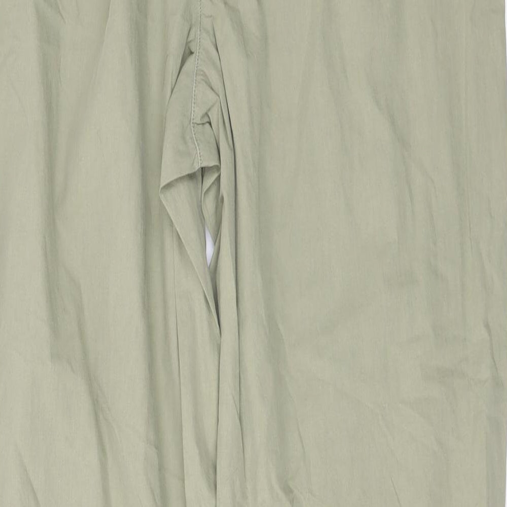 Marks and Spencer Womens Green Cotton Trousers Size 14 L29 in Regular Drawstring