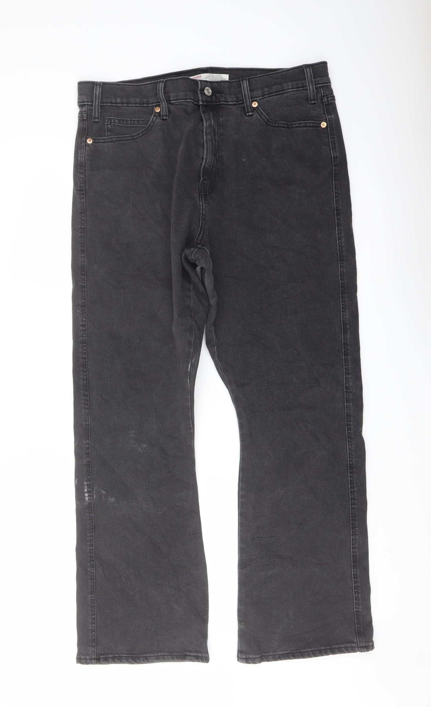 Signature by Levi Strauss & Co. Womens Grey Cotton Bootcut Jeans Size 12 L28 in Regular Button