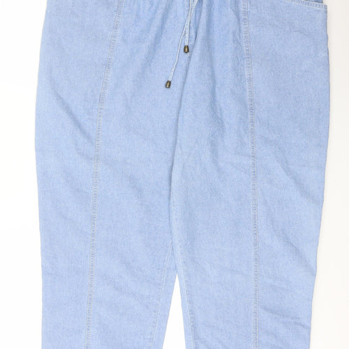 EWM Womens Blue Cotton Trousers Size 24 L24 in Regular Drawstring