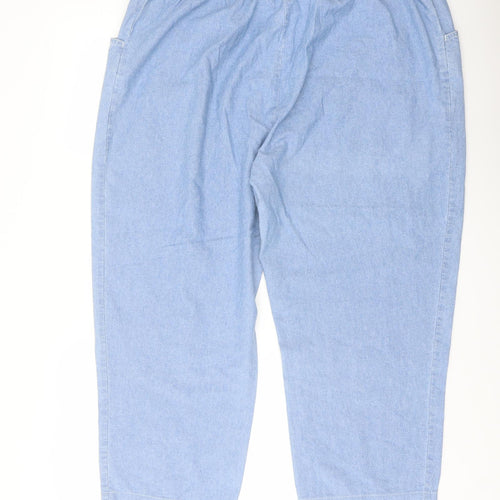 EWM Womens Blue Cotton Trousers Size 24 L24 in Regular Drawstring