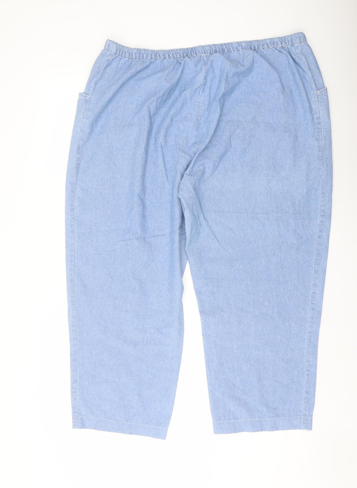 EWM Womens Blue Cotton Trousers Size 24 L24 in Regular Drawstring