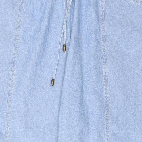 EWM Womens Blue Cotton Trousers Size 24 L24 in Regular Drawstring