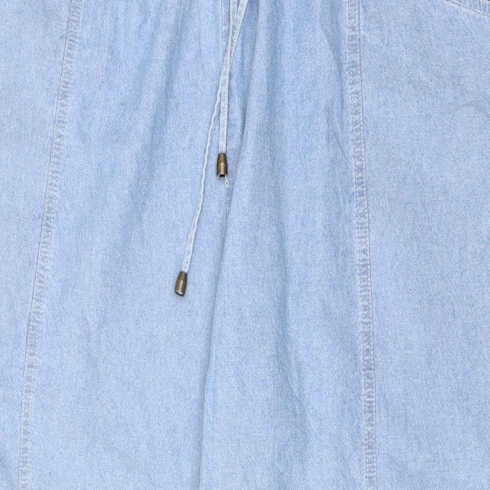 EWM Womens Blue Cotton Trousers Size 24 L24 in Regular Drawstring