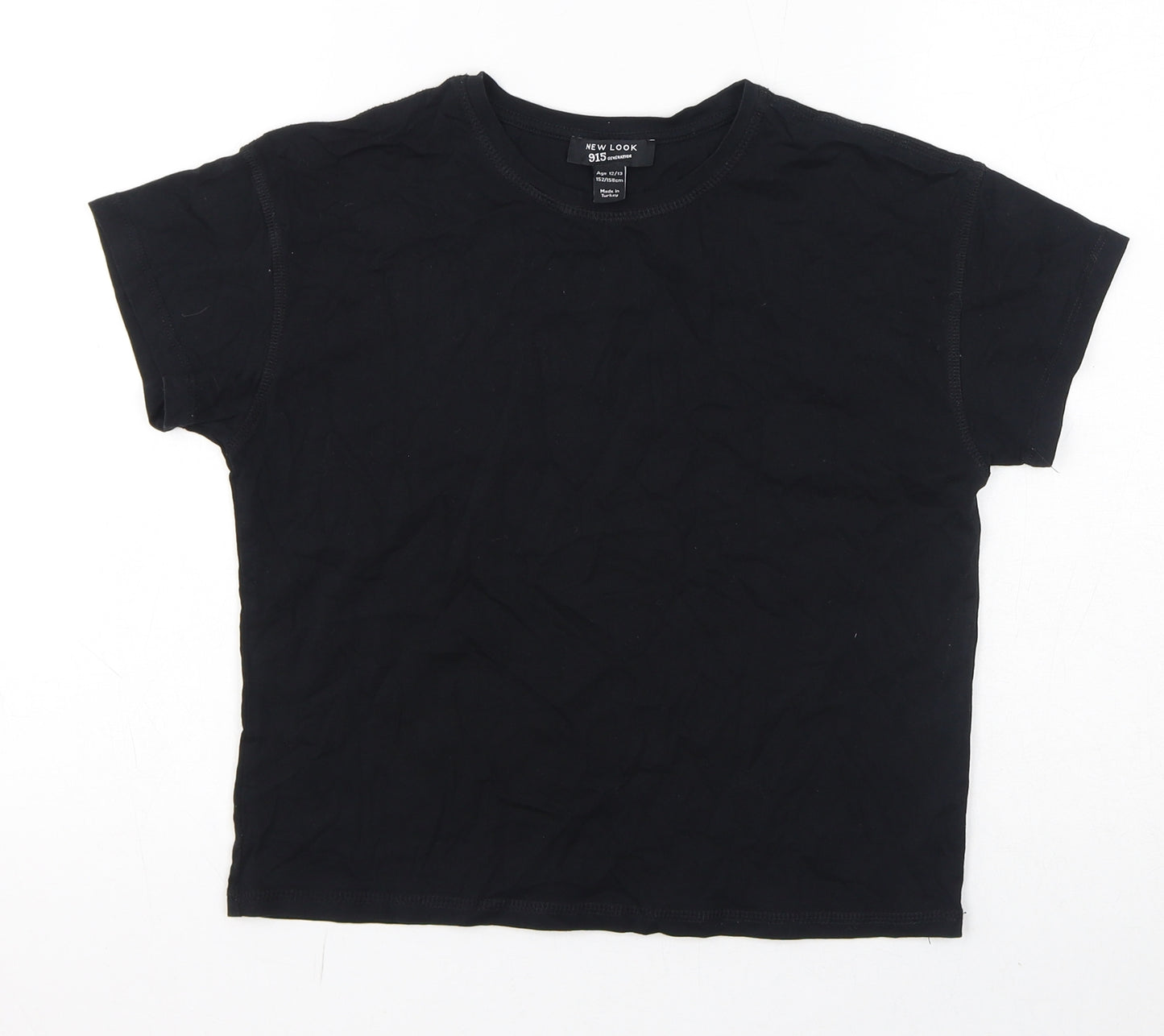 New Look Boys Black Cotton Basic T-Shirt Size 12-13 Years Round Neck Pullover