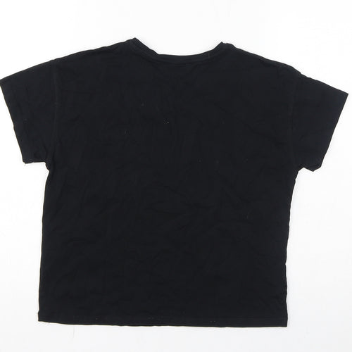 New Look Boys Black Cotton Basic T-Shirt Size 12-13 Years Round Neck Pullover