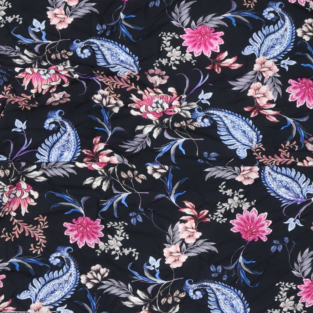 Seafolly Womens Black V-Neck Floral Viscose Cape Jumper Size S