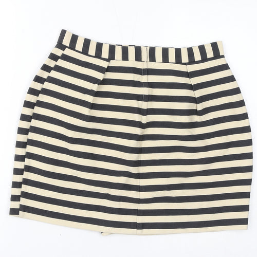 River Island Womens Beige Striped Polyester A-Line Skirt Size 12 Zip