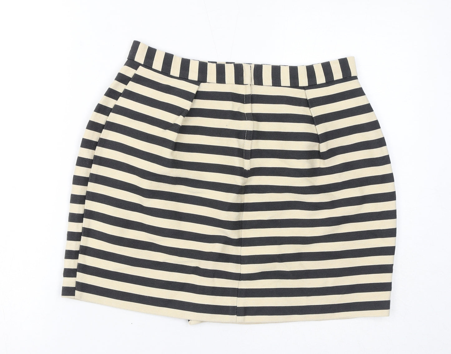 River Island Womens Beige Striped Polyester A-Line Skirt Size 12 Zip