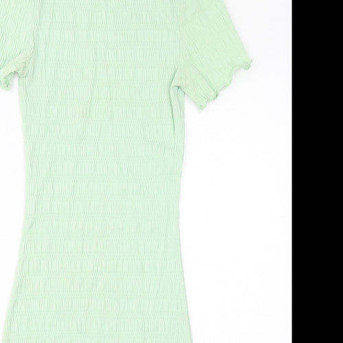 Divided by H&M Womens Green Cotton Bodycon Size XS Round Neck Pullover