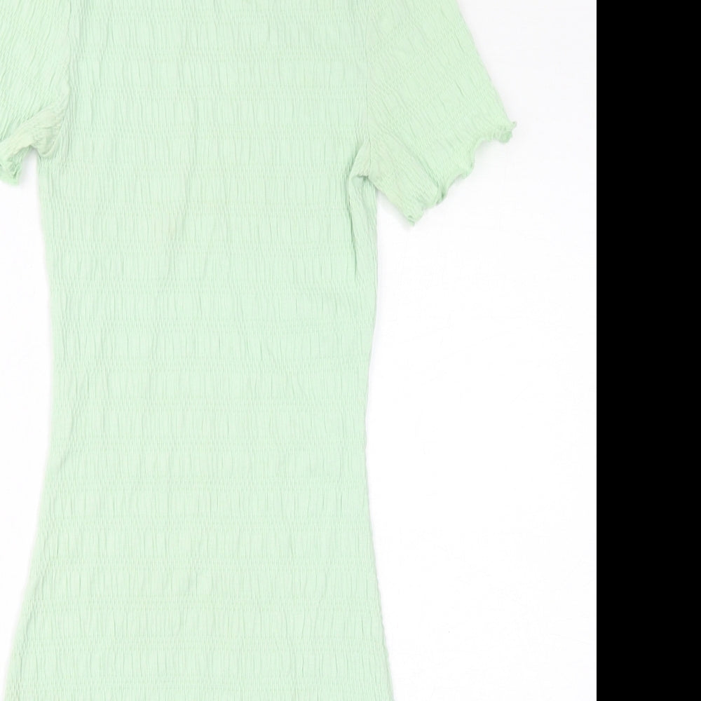 Divided by H&M Womens Green Cotton Bodycon Size XS Round Neck Pullover