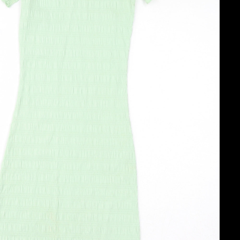 Divided by H&M Womens Green Cotton Bodycon Size XS Round Neck Pullover