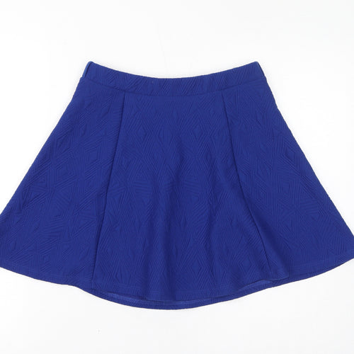 River Island Womens Blue Geometric Polyester Flare Skirt Size 10