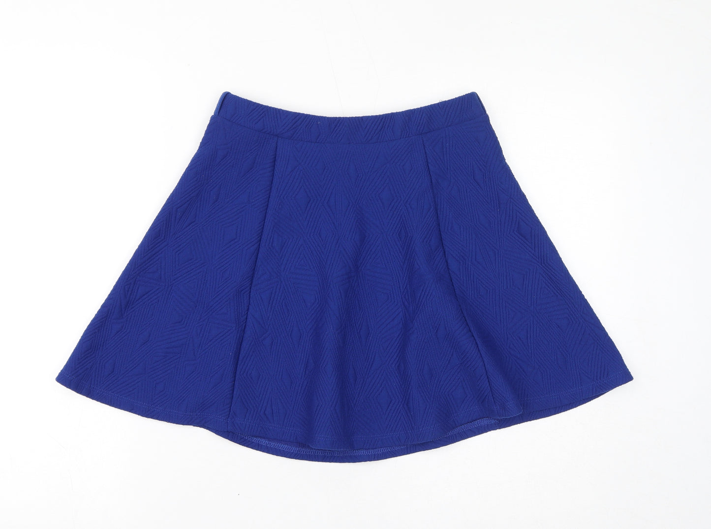 River Island Womens Blue Geometric Polyester Flare Skirt Size 10