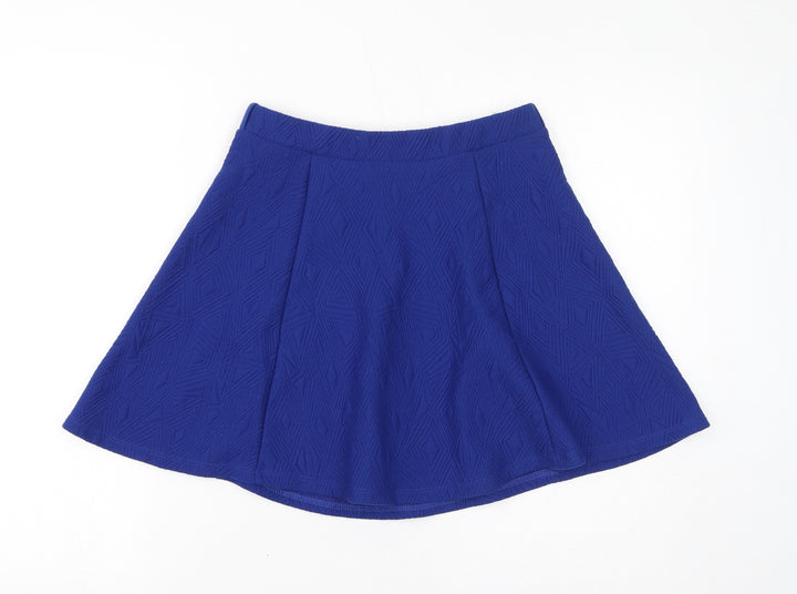 River Island Womens Blue Geometric Polyester Flare Skirt Size 10