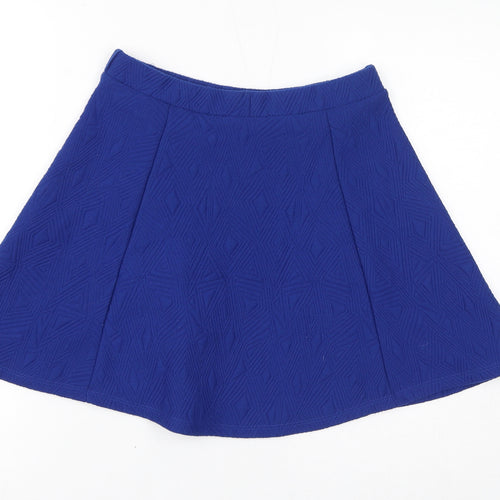 River Island Womens Blue Geometric Polyester Flare Skirt Size 10