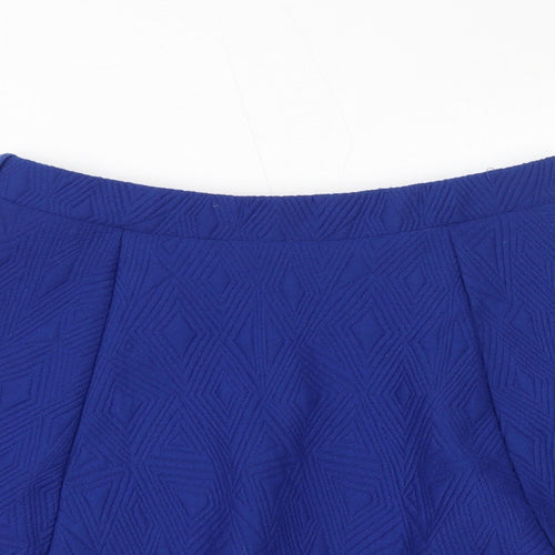 River Island Womens Blue Geometric Polyester Flare Skirt Size 10