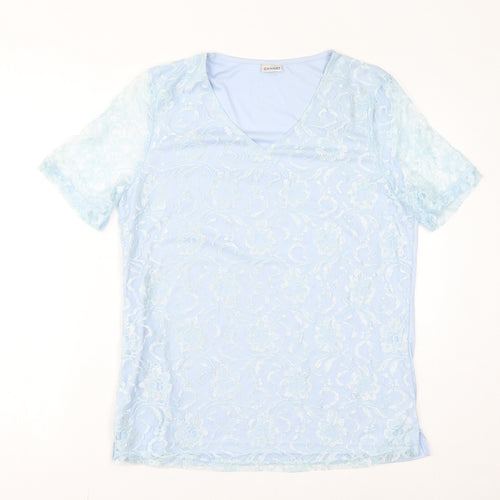 Damart Womens Blue Polyamide Basic T-Shirt Size 14 V-Neck - Size 14-16
