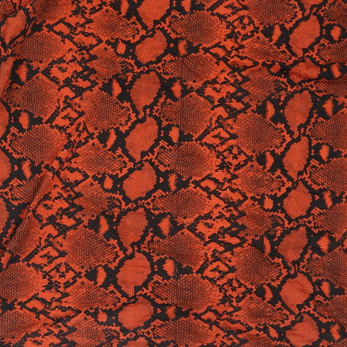 PEP&CO Womens Orange Animal Print Cotton Basic T-Shirt Size 12 Round Neck - Snake Skin