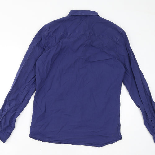 French Connection Womens Blue Cotton Basic Button-Up Size S Collared