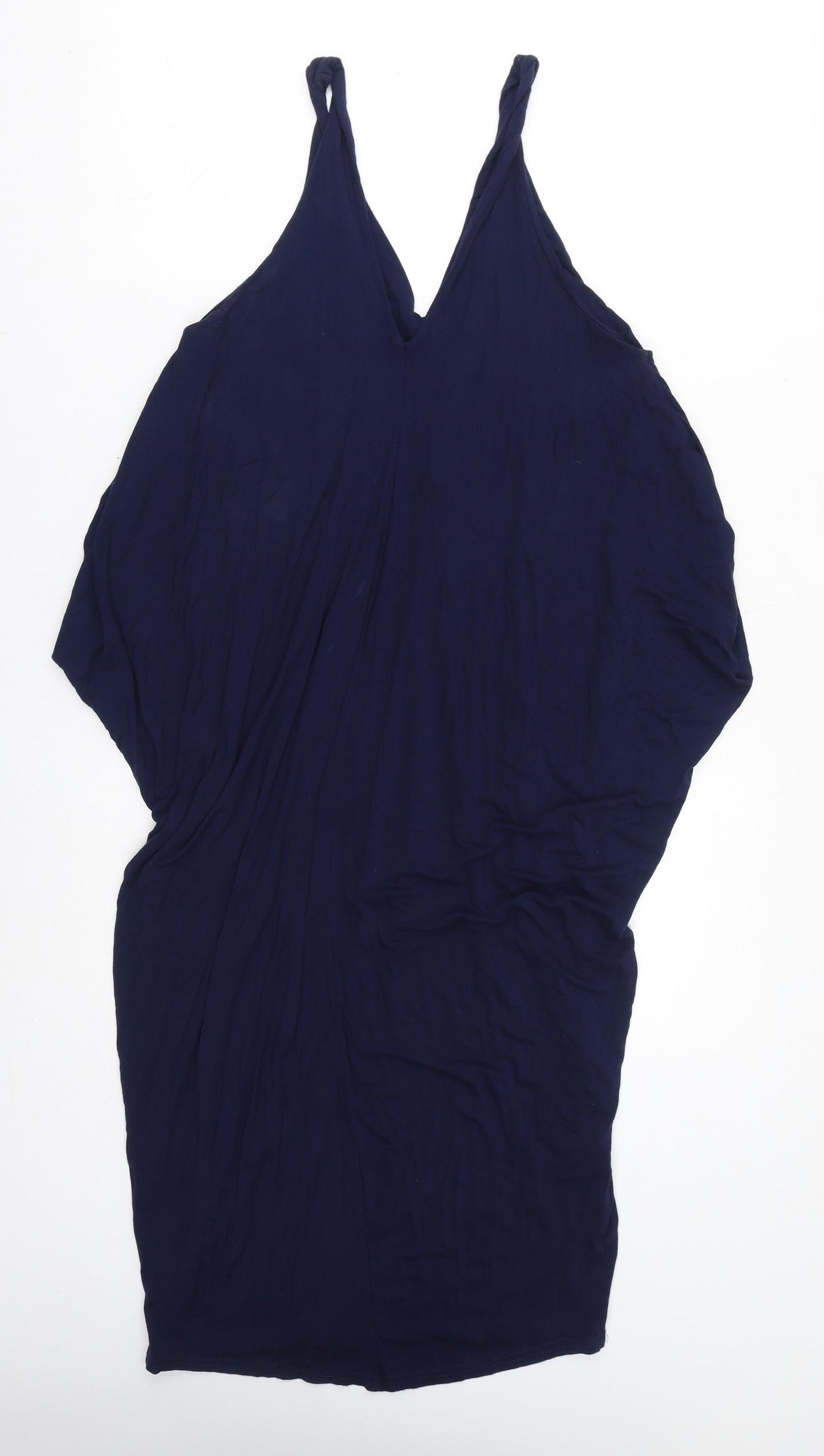 Roman Womens Blue Viscose Bodycon Size 12 V-Neck Pullover