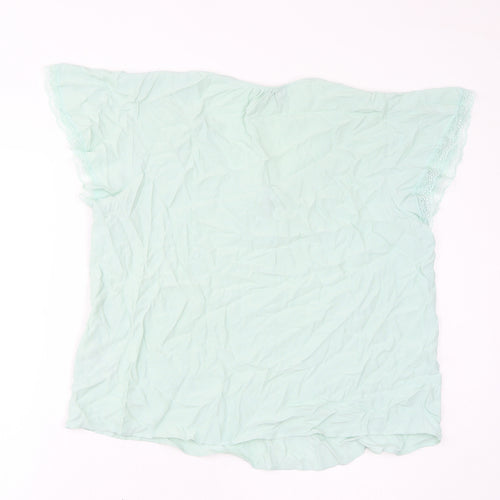 Marks and Spencer Womens Green Viscose Basic Blouse Size 14 V-Neck - Lace