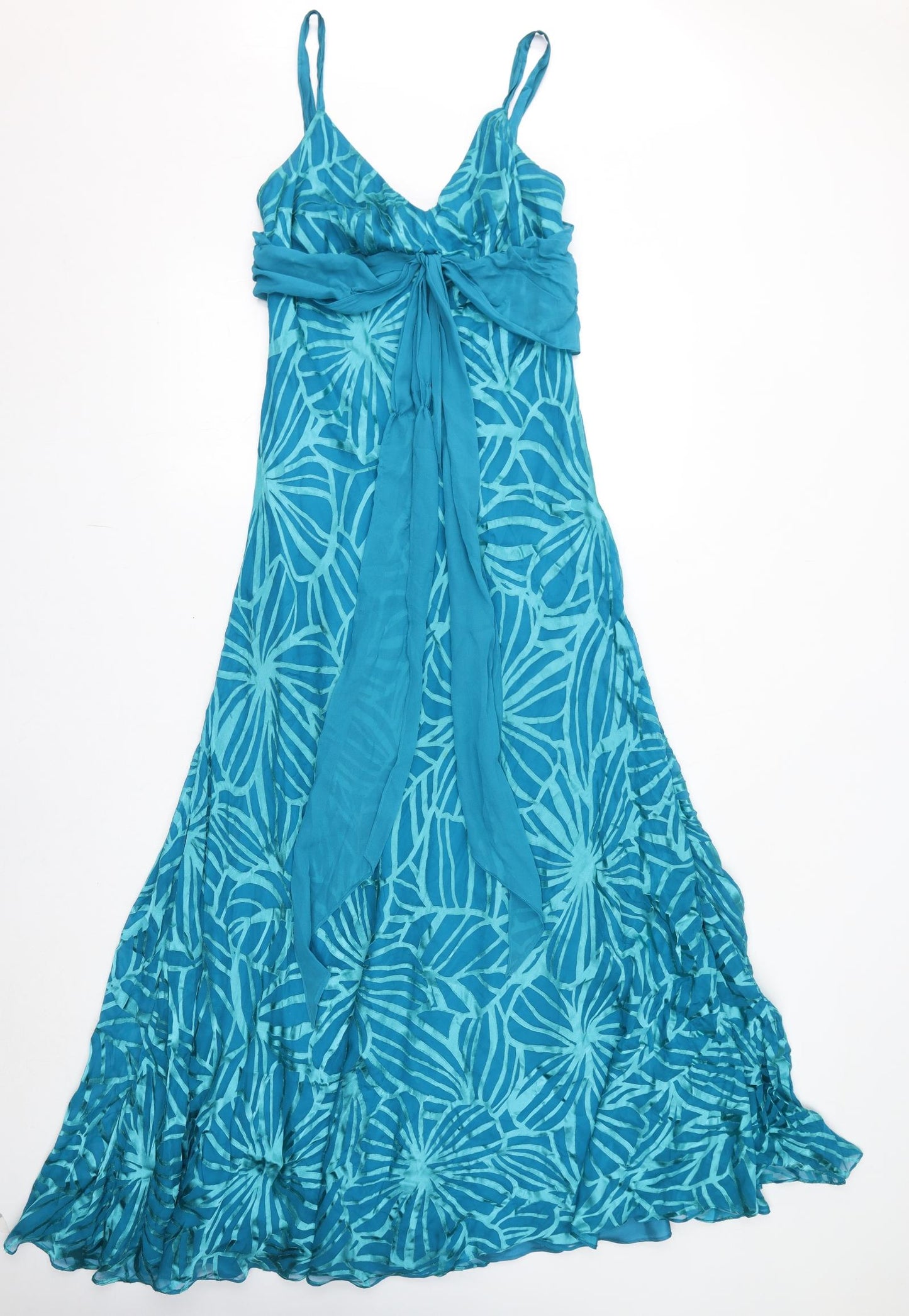Monsoon Womens Blue Geometric Viscose A-Line Size 10 V-Neck Zip