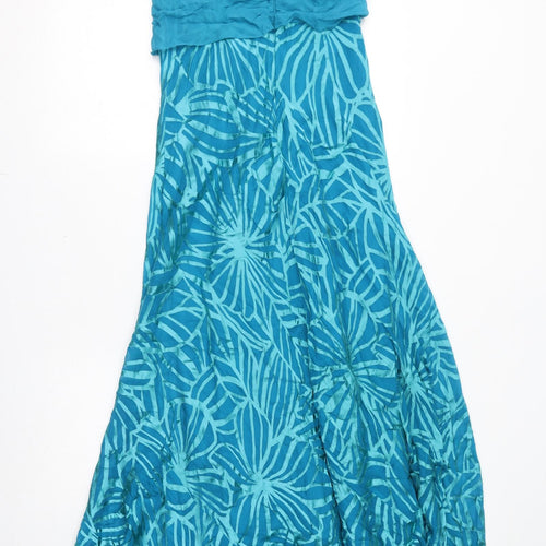 Monsoon Womens Blue Geometric Viscose A-Line Size 10 V-Neck Zip